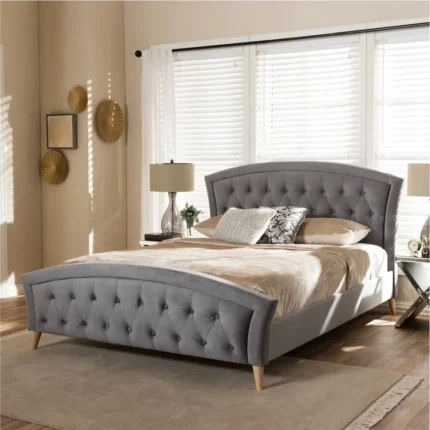 Fabric Curved Tufted Elegant Bed