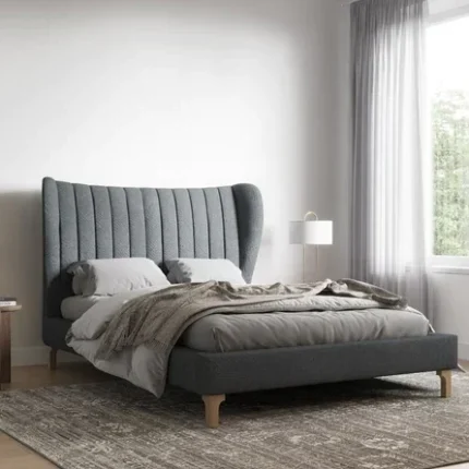 Nordin Modern Winged Fabric Bed