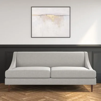 Armless 3 Seater Sofa in Woven Grey Fabric