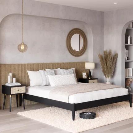Mid-Century Solid Wood Bed