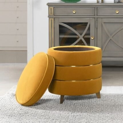 Round Gold Ring Storage Ottoman