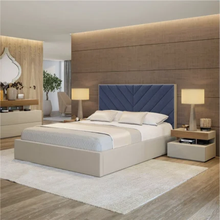 Cross Lines Tufted Headboard Bed