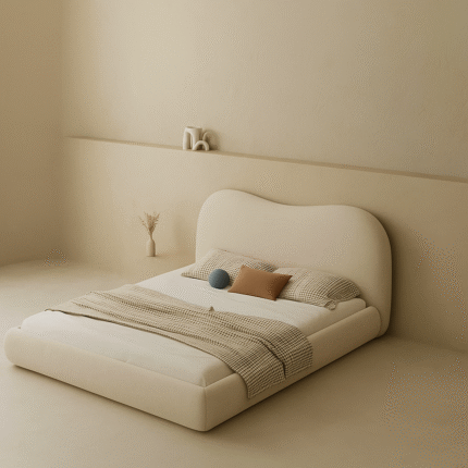 Bed with Cushioned Headboard