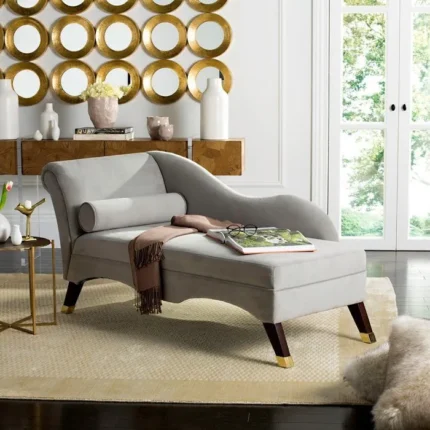 Velvet Grey Chaise Lounge