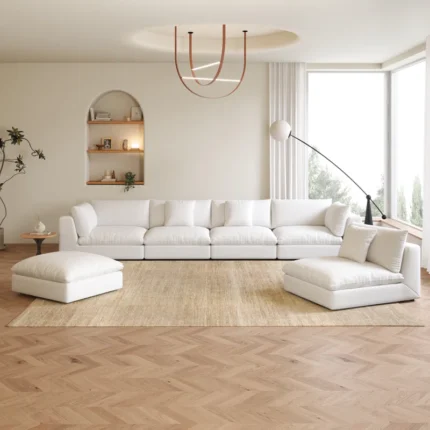 U Shaped 6 Piece Modular Cloud Sectional Sofa