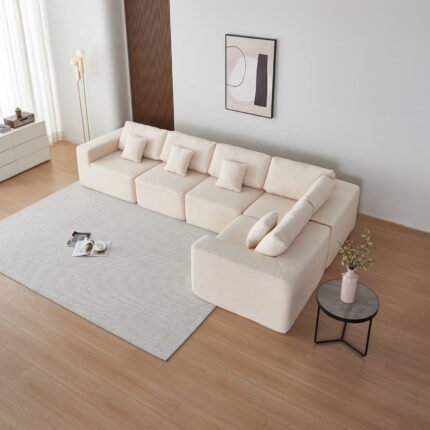 Sherpa Fabric 5 Seats Sofa